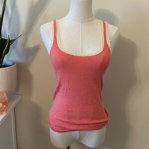 Gap Tank lace trim pink and cream size small